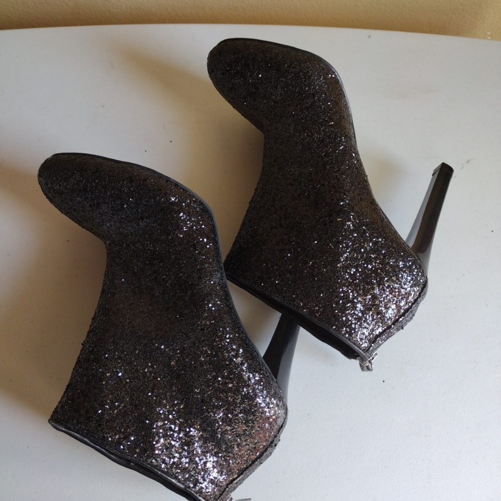Tory Burch All That Glitters Black High Heel Ankle Booties Women's 8.5 Sparkly - Picture 7 of 10